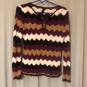 Internacional concepts  black white purple blouse